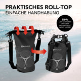 #DoYourOutdoor Dry Bag 2L - Schwarz mit praktischem Rolltop-Verschluss, wasserdicht und ideal für Outdoor-Aktivitäten wie Paddling und Camping.
