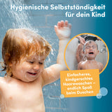 fredis Kinderdusche Meerjungfrau mit kindgerechtem Design für einfaches, spaßiges Duschen und hygienische Selbstständigkeit bei Kindern.