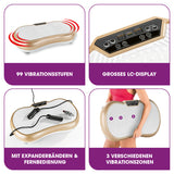VITALmaxx Vibrationstrainer mit Expanderbändern - weiß/champagner, 99 Stufen, LC-Display, 3 Vibrationszonen, Fernbedienung, kompakt für Ganzkörpertraining.
