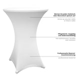 LUMALAND Stehtischhusse Ø 80-85 cm Weiß, elegante und pflegeleichte Tischhusse für Stehtische und Bistrotische im 10er-Set.