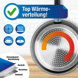 BRATmaxx Aluminium-Pfanne + Pyramidenstruktur Ø 28 cm mit perfekter Wärmeverteilung und Topf für alle Herdarten geeignet.