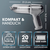 CLEANmaxx 3-in-1-Akkusauger mit 7 Aufsätzen, kabellos, kompakt, 20 Min. Saugleistung, 1800 mAh Akku, leicht und vielseitig einsetzbar.
