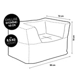 LUMALAND Modularer Sessel aus der Cord-Reihe, 96x72x70cm, soft & waschbarer Bezug, leichte 8,5 kg, Sitzhöhe 40 cm, grau.