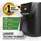 GOURMETmaxx AirGenius Heißluftfritteuse, 7,5 l mit Farb-Touchdisplay, schnelle, leise und intuitive Bedienung.