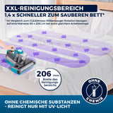CLEANmaxx Milbensauger Rotation Power mit XXL-Reinigungsbereich 206 mm, UV-C-Licht, entfernt Milben ohne Chemie.