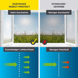 EASYmaxx Insect Protect Insektenschutzgitter mit Magnet für Fenster bis 150x180cm – mehr Durchsicht und Luftdurchlass.