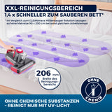 CLEANmaxx Milbensauger Rotation Power mit XXL-Reinigungsbereich 206 mm, UV-C-Licht und ohne Chemie zur Matratzenreinigung.