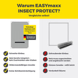 EASYmaxx Insect Protect Teleskop-Insektenschutzgitter für Dachfenster mit integriertem Netz und schnellem, werkzeuglosem Einbau.