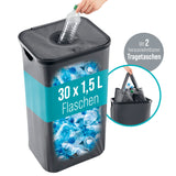WELLENBORG Pfandflaschen-Sammelbehälter 100 l mit 2 Tragetaschen und Klettverschluss für bis zu 30 Flaschen à 1,5 Liter.