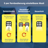 EASYmaxx Solar-Strahler mit Bewegungsmelder schwarz, 3 Modi per Fernbedienung, 8 COB-LEDs, 300 Lumen, Dämmerungssensor.