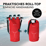 #DoYourOutdoor Dry Bag 20L - Rot mit wasserdichtem Rolltop-Verschluss und verstellbarem Schultergurt für Outdoor-Abenteuer.