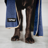 FLUFFINO® Hundehandtuch Mikrofaser – 2er-Pack in Blau & Beige, extra saugfähig und schnell trocknend, 120 x 70 cm.