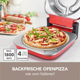 GOURMETmaxx Elektrischer Pizza-Ofen mit Pizzastein, 1800 W, Timerfunktion, für knusprige Pizza in 3-4 Minuten bis 400° C.