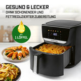 GOURMETmaxx AirGenius Heißluftfritteuse 7,5 l mit Touchdisplay, fettarm, 7 Programme, gesundes Frittieren mit max. 1 Löffel Öl.