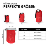 #DoYourOutdoor Dry Bag 20L Rot wasserdichter, robuster Outdoor-Rucksack mit verstellbarem Schultergurt und Rolltop-Verschluss.