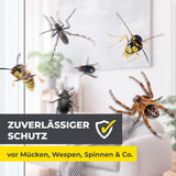 EASYmaxx Moskitonetz für Fenster bis 110 x 130 cm mit selbstklebendem Klettband schützt effektiv vor Insekten.