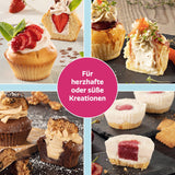 CuCap Backblech mit Zentrierhilfe für Muffins & Cupcakes, ideal zum Backen und zentralen Ausrichten von süßen und herzhaften Küchlein.