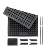 KitchBo Silikon-Backmatte Starter Set 8-tlg. 37x28cm schwarz mit Spießen, Steinen und Schwamm zum fettarmen und krossen Backen.