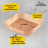 Rachs KOCHWERK Backpapier Schalen für Heißluft-Fritteusen 100er-Set mit 4,5 cm Schutzrand, gebrauchsfertig, passend für 3-4 Liter.