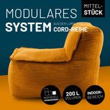 LUMALAND Modulares Mittelteil aus der Cord-Reihe, 54x81x70 cm mit softem, waschbarem Bezug in Senfgelb für Indoor-Bereich.