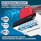 CLEANmaxx Milbensauger Rotation mit rotierender Bürste, 3500 U/min, 13 kPa Saugleistung, entfernt tiefsitzende Milben & Allergene.