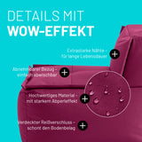 LUMALAND Sitzsack-Sofa Mittelstück Rotwein mit abnehmbarem Bezug, extrastarken Nähten, verdecktem Reißverschluss und wasserabweisendem Material.
