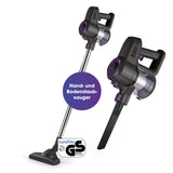CLEANmaxx Akku-Zyklonsauger 2in1 kabellos als Hand- und Bodensauger mit 3 Düsen für flexible Reinigung auf Teppich und Hartboden.