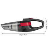 CLEANmaxx Akku-Handstaubsauger - grau/rot, kompakt, kabellos mit 2000 mAh Akku und abnehmbarem 600 ml Schmutzbehälter.