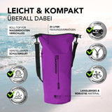 Where Tomorrow Dry Bag 20L - Style 02 - Lila, wasserdichter, robuster Rucksack mit UV-Schutz, verstellbarem Schultergurt und Rolltop-Verschluss.
