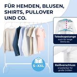 CLEANmaxx Hemdenbügler PRO für Oberbekleidung in Blau mit Teleskopstange und Reißverschluss für S bis XXL Größen.