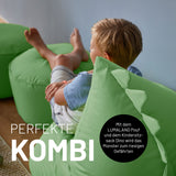 LUMALAND Animal Line Kindersitzsack Dino Pastell Grün, weicher, wasserabweisender Sitzsack mit verstecktem Reißverschluss, kuschelig und robust.