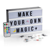 EASYmaxx LED-Leuchtkasten A5 mit 173 Buchstaben und 150 Emojis, Farbwechselfunktion, Timer und Fernbedienung.