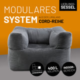 LUMALAND Modularer Sessel aus der Cord-Reihe, 96x72x70cm, weicher waschbarer Bezug, modernes Design, ideal für drinnen und Outdoor-Bereiche