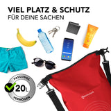 #DoYourOutdoor Dry Bag 20L - Rot wasserdichter, robuster Outdoor-Rucksack mit Rolltop und verstellbarem Schultergurt für sichere Aufbewahrung.