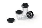 GOURMETmaxx Zubehörset L für Mr. Magic Power 400 Pro mit Mixbechern, Kreuzklingenaufsatz und praktischen To-go- und Frischhaltedeckeln