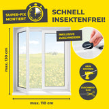 EASYmaxx Moskitonetz für Fenster bis 110 x 130 cm mit selbstklebendem Klettband, schnell montiert und zuschneidbar ohne Bohren.