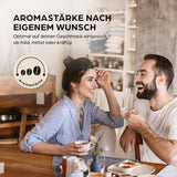 Barista Filterkaffeemaschine Touch Iso mit Isolierkanne zeigt Aromastärke regelbar für milden, mittleren oder kräftigen Kaffeegenuss.