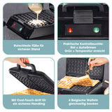 GOURMETmaxx Waffeleisen für Belgische Waffeln Schwarz mit Antihaftbeschichtung, Cool-Touch-Griffen, rutschfesten Füßen und stufenloser Bräunung.