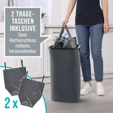 WELLENBORG Pfandflaschen-Sammelbehälter 100 l mit 2 waschbaren Tragetaschen und Klettverschluss, leicht herausnehmbar und wasserabweisend.