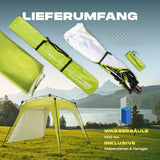 Where Tomorrow - Pop up Pavillon grün mit 10 Sek. Quick-up-Aufbau, wasserfest, inklusive Seitenwand, Abspannleinen und Heringen.