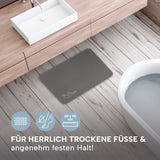 EASYmaxx Badematte Spa 60 x 90 cm Dunkelgrau, extra saugfähig, schnell trocknend, mit Antirutsch-Unterseite für festen Halt im Badezimmer.