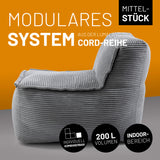 LUMALAND Modulares Mittelteil aus der Cord-Reihe, 54x81x70 cm, mit softem, waschbarem Bezug in Grau für moderne Wohnräume.