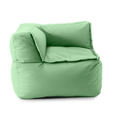 LUMALAND Sitzsack-Sofa Ecke in Pastell Grün, extragroß, mit hochwertiger Füllung und abwischbarem Bezug, kombinierbar im modularen System.