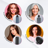 VITALmaxx Air Curler Plus 7-tlg. - 1500W schwarz zeigt vier Aufsätze für Locken, Volumen, glatte Haare und Naturlocken.