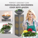 EASYmaxx LED-Dekosäule Beton-Optik mit Pflanzschale Mandala 87 cm Grau, dekorativ mit LED-Beleuchtung und Pflanzschale.