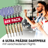 #DoYourDart Sisal-Dartscheibe mit 6 präzisen Dartpfeilen und verschiedenen Flights im praktischen Komplettset.