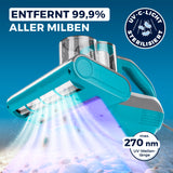 CLEANmaxx Milbensauger Rotation Power mit UV-C-Licht entfernt 99,9 % Milben und sterilisiert Textilien effektiv.