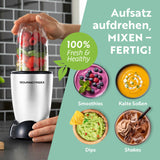GOURMETmaxx Mr. Magic Power 400 Pro mit Zubehörset M zeigt kompakte Küchenmaschine für Smoothies, Shakes, Dips und kalte Soßen.