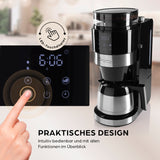 Barista Filterkaffeemaschine Touch Iso mit Mahlwerk und LED-Touchdisplay - 800W mit integriertem Mahlwerk und Timerfunktion.