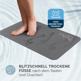 EASYmaxx Badematte Spa 60x90 cm Dunkelgrau mit hoher Absorptionsfähigkeit und Antirutsch-Unterseite für schnelle Trocknung der Füße.